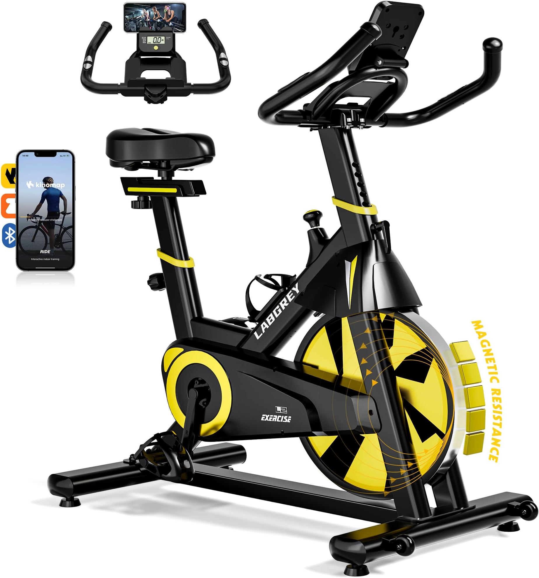 Exercise Bike Indoor Cycling Bike Stationary Cycle Bike with Heart Rate Sensor & Comfortable Seat Cushion, Quiet Fitness Bike for Home Cardio Workout