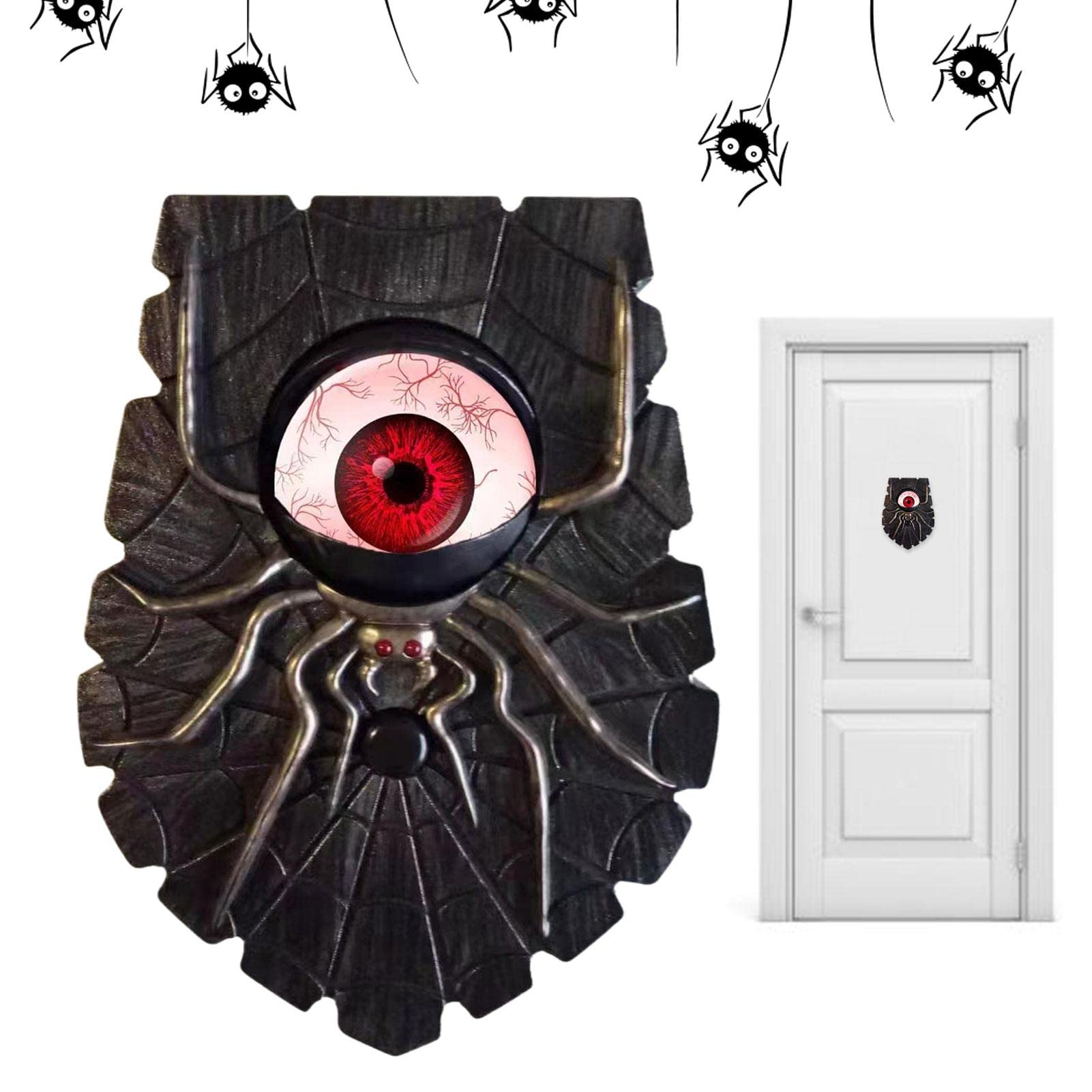 Pająk Halloween Dzwonek do drzwi Halloween Dzwonek do drzwi Pająk Dekoracja Pająk Niespodzianka Straszne migające diody LED Ozdoba dekoracyjna, prezent, akcesoria z upiornym pająkiem do wnętrz, ścian,
