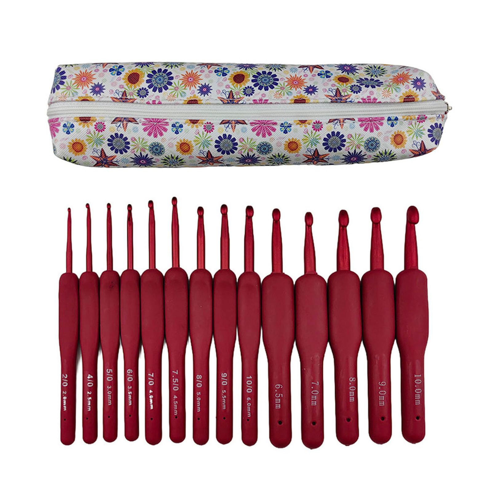 14Pcs 2.0mm-10mm Ergonomic Crochet Hook Set Crochet Needle for Beginner Hobbyist Knitting Sweater Scarf Socks Hat Bag Knitting Needle