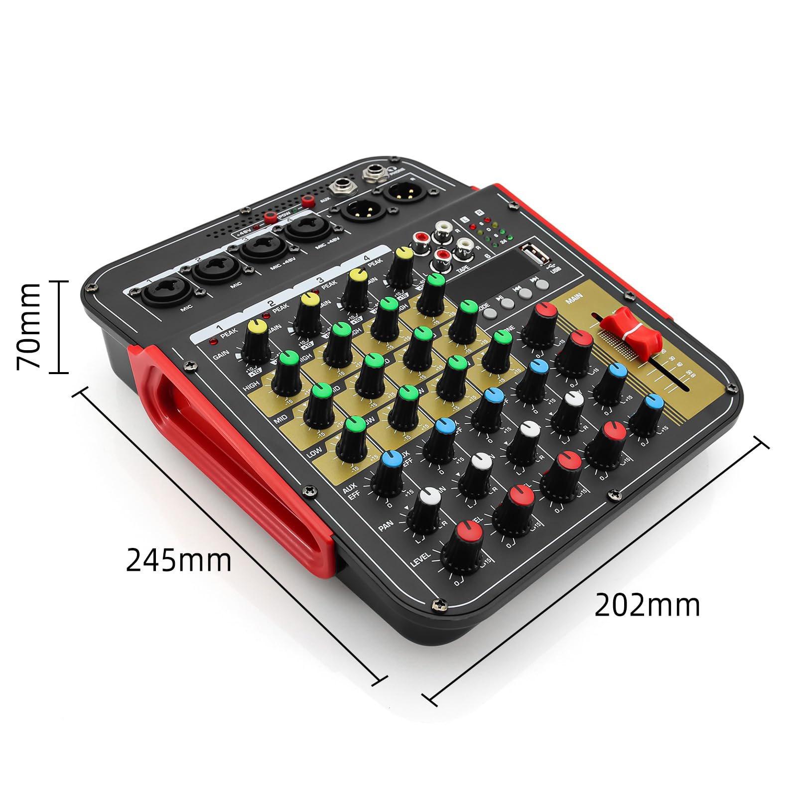 Mixer per DJ, Mixer a 6 canali for conferenze all'aperto USB Bluetooth Compatibile con processore di Riverbero Canta dal con Mixer for schede