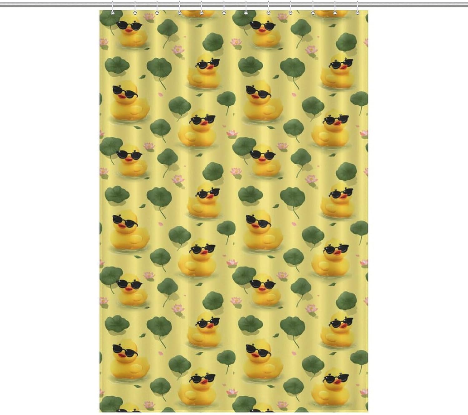 Rubber Duck Eyesglasses Shower Curtain 46.85x70.87Inch（119x180cm） Polyester Bath Curtain Shower Curtains Printed Decorative
