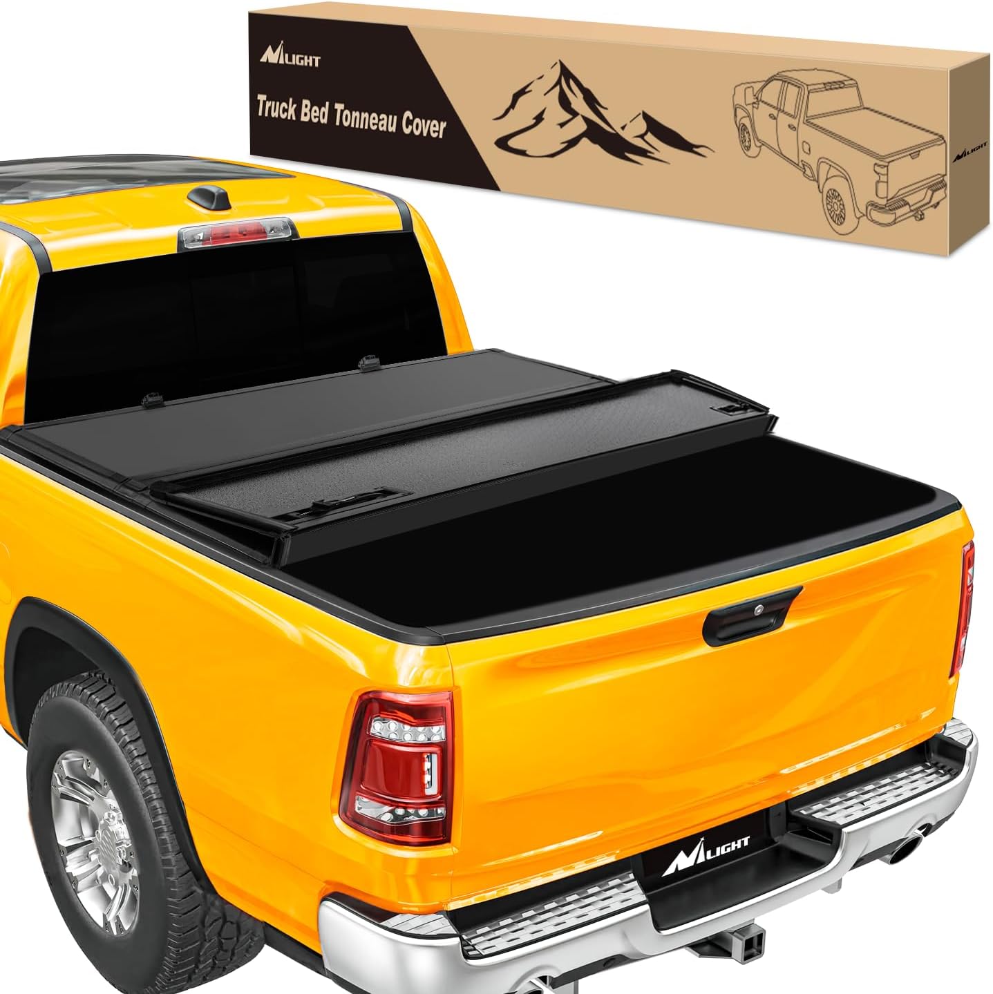 Nilight Truck Bed Tonneau Cover Hard Tri-fold Compatible with 2009-2025 Dodge Ram 1500 2020-2026, All-Weather Low Profile Cargo Protection-5.7ft