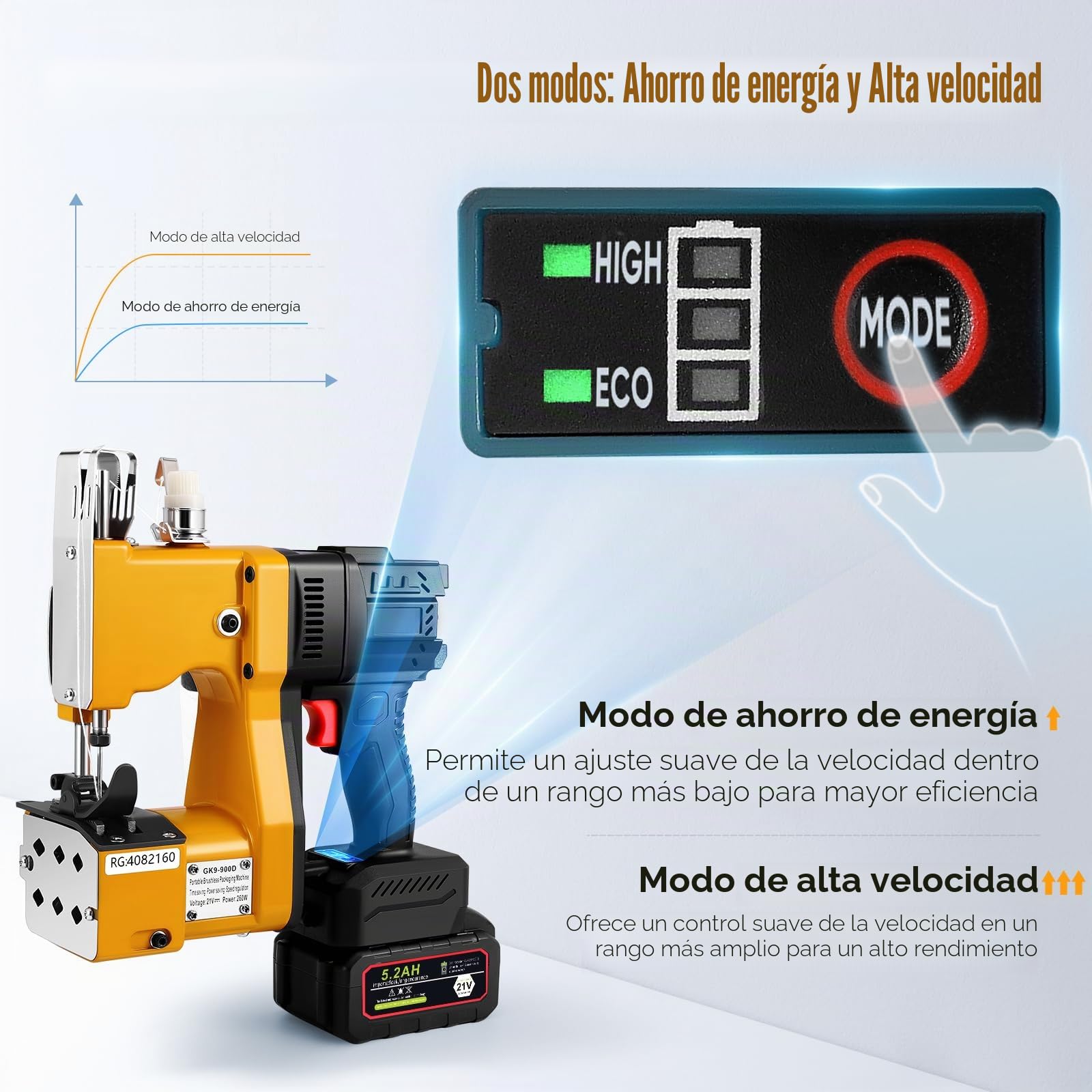 Eléctrica Sacos Maquinas de Coser 21V 50000mAh sellador de Bolsas Industrial Maquina de Coser de Mano para Bolsa de plástico de Papel de arroz Saco de Piel de Serpiente