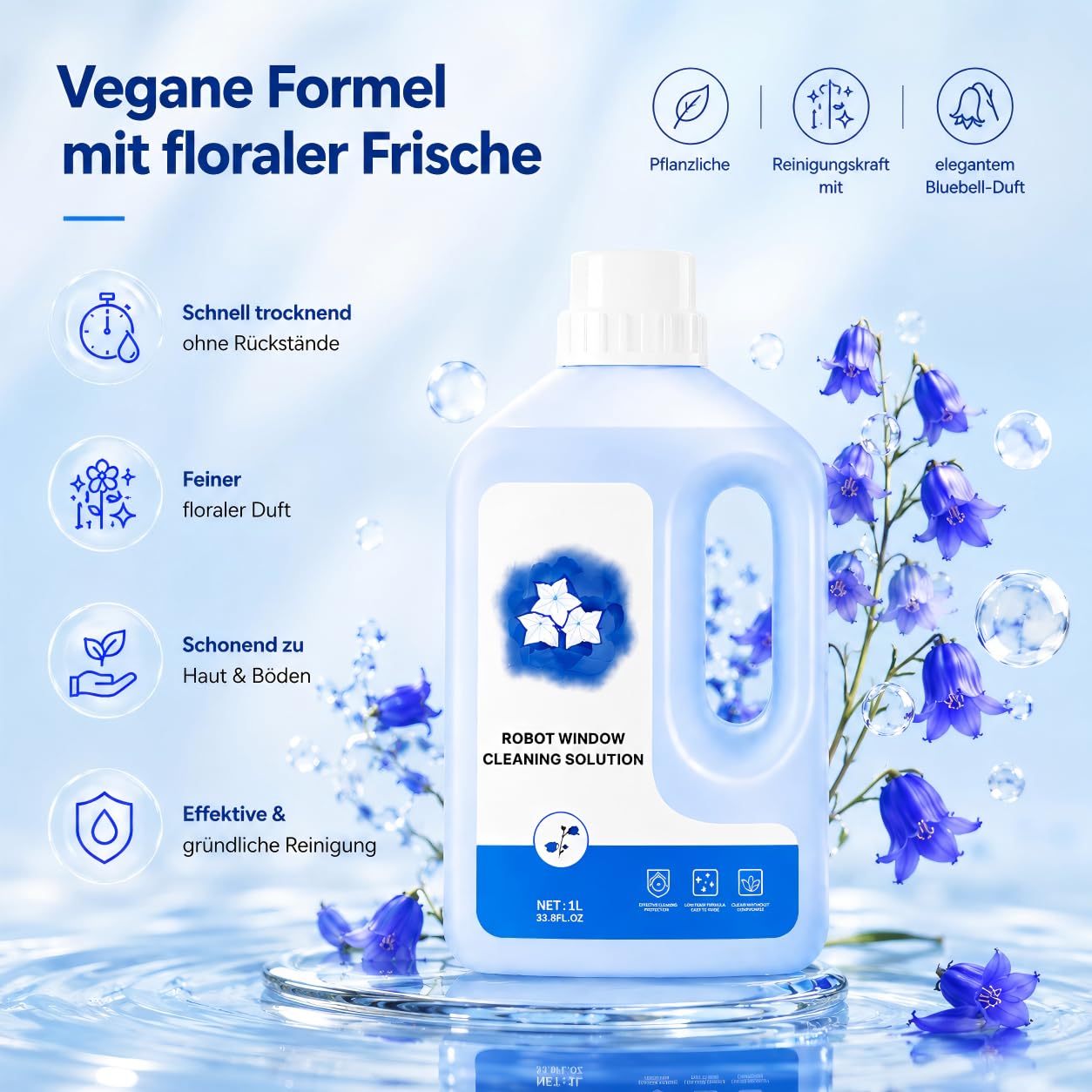 1 l środek czyszczący do robotów okiennych ECOVACS Winbot W1, W2, Mini & Mini2, W2S | Winbot W1 Pro, W2, W2 Pro Omni, Winbot Mini&Mini2, W2S, płyn do czyszczenia szyb bez smug do robota do mycia okien