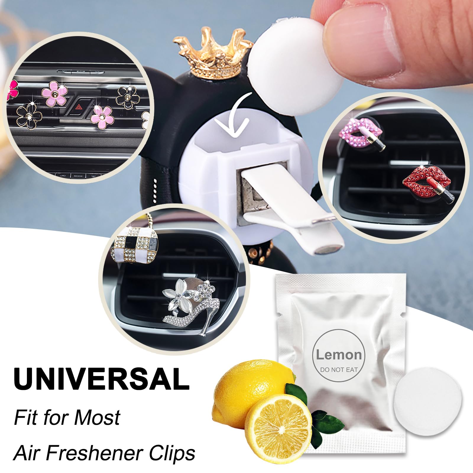 24 Pack Cinnamon & Jasmine Car Air Freshener Refills, Car Air Vent Clip Freshener Replacement Pads, Solid Fragrance Scent Refill Tablets: Ocean+Lemon