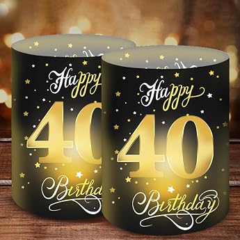 Moorle 12 Lantern Table Decoration 40th Birthday Decoration 40th Birthday Men 40 Years Happy Birthday Table Decoration Birthday Table Decoration Women Lantern Decoration for Tea Lights or Candles