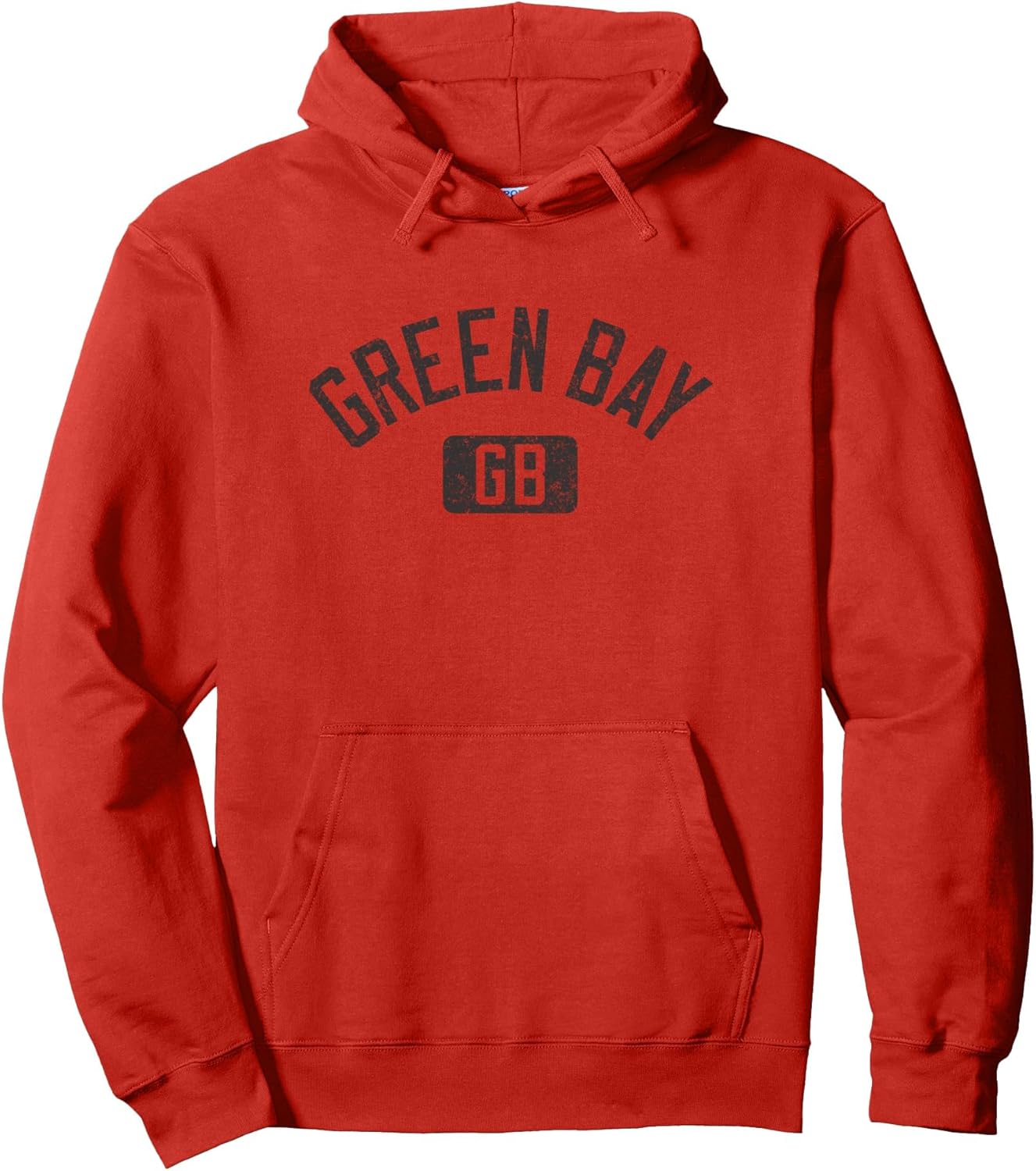 Green Bay GB Arched Text Distressed Black Print Pullover Hoodie