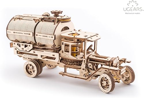 Miniatura 7 de Ugears Kit de modelo mecánico de cisterna, rompecabezas de madera 3D para adultos, camión con motor de trabajo, kits de construcción de rompecabezas