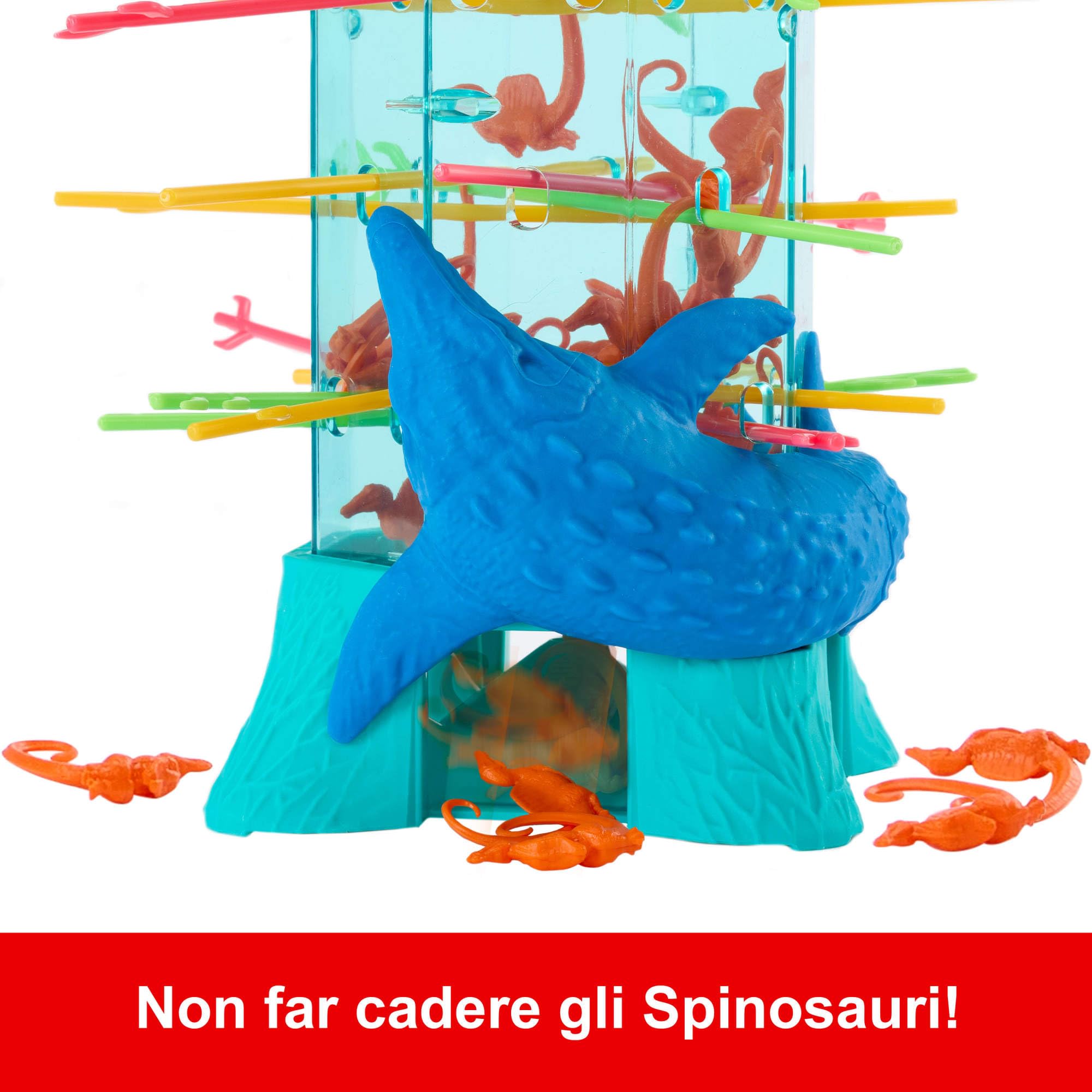 Mattel Games ​Salve le Scimmie Jurassic World La Rinascita, gioco per bambini e famiglia con torre oceanica e spinosauri ispirati al film., JFW44