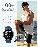 Vista 4 de AGPTEK Reloj inteligente para mujeres y hombres, reloj inteligente impermeable 5ATM para teléfonos Android e iOS, reloj de seguimiento de actividad