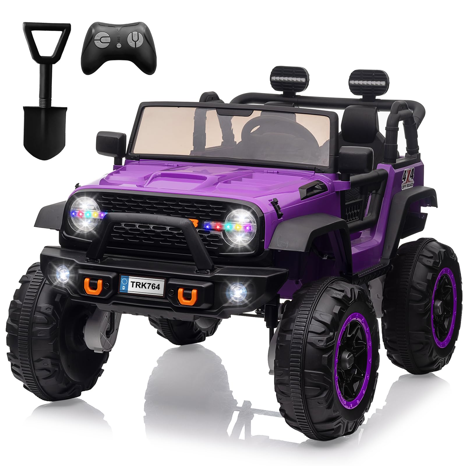 24V Kids Electric Ride on Car, 2-Seater 4WD Truck with Remote, 4x45w Motors (180w), 7Ah Battery, LED Lights & Music, Spring Suspension, 20-Inch Wide