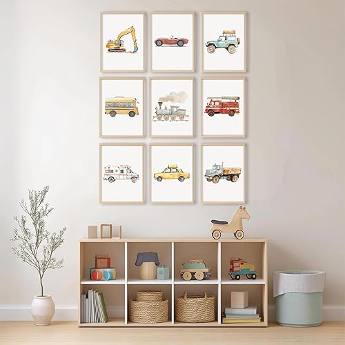 Miniatura 3 de Arte de pared de automóvil para habitación de niños pequeños, decoración de lienzo para construcción de pared, camión, transporte, póster de