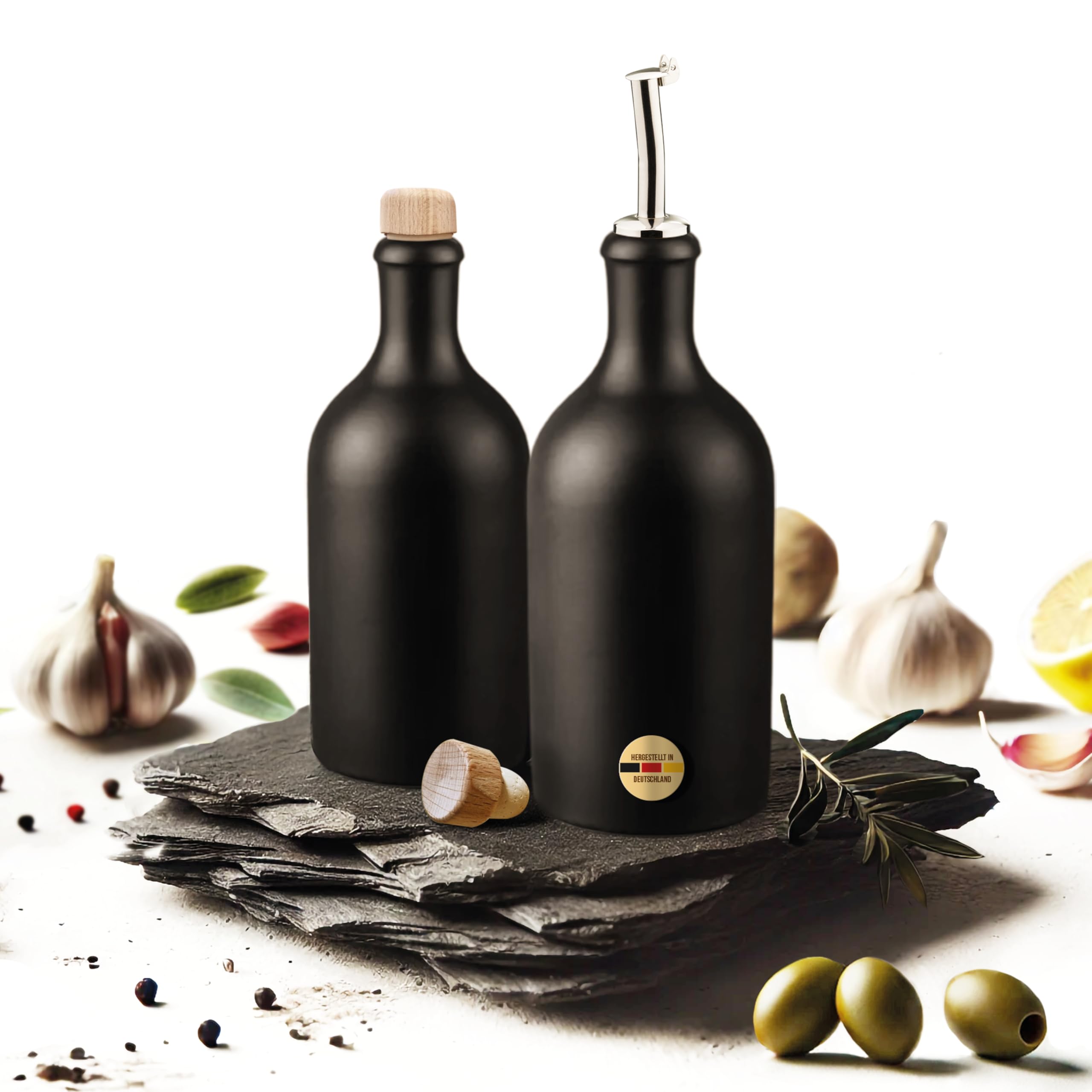 Veluxis Öl & Essig Flaschen-Set 2x500ml - Feinsteinzeug Made In Germany