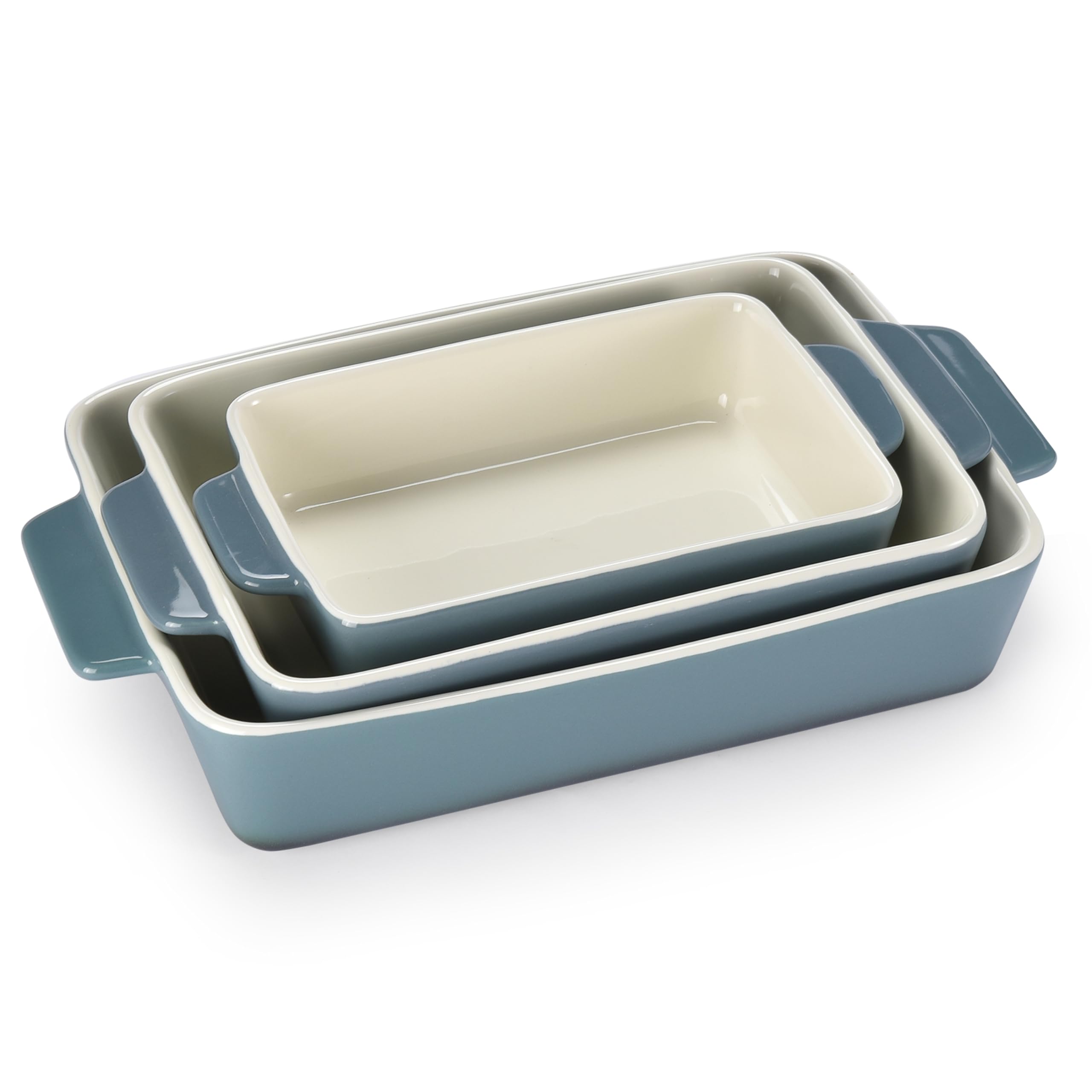 Juego de platos para hornear de porcelana y cacerola para cocinar en el horno rectangular