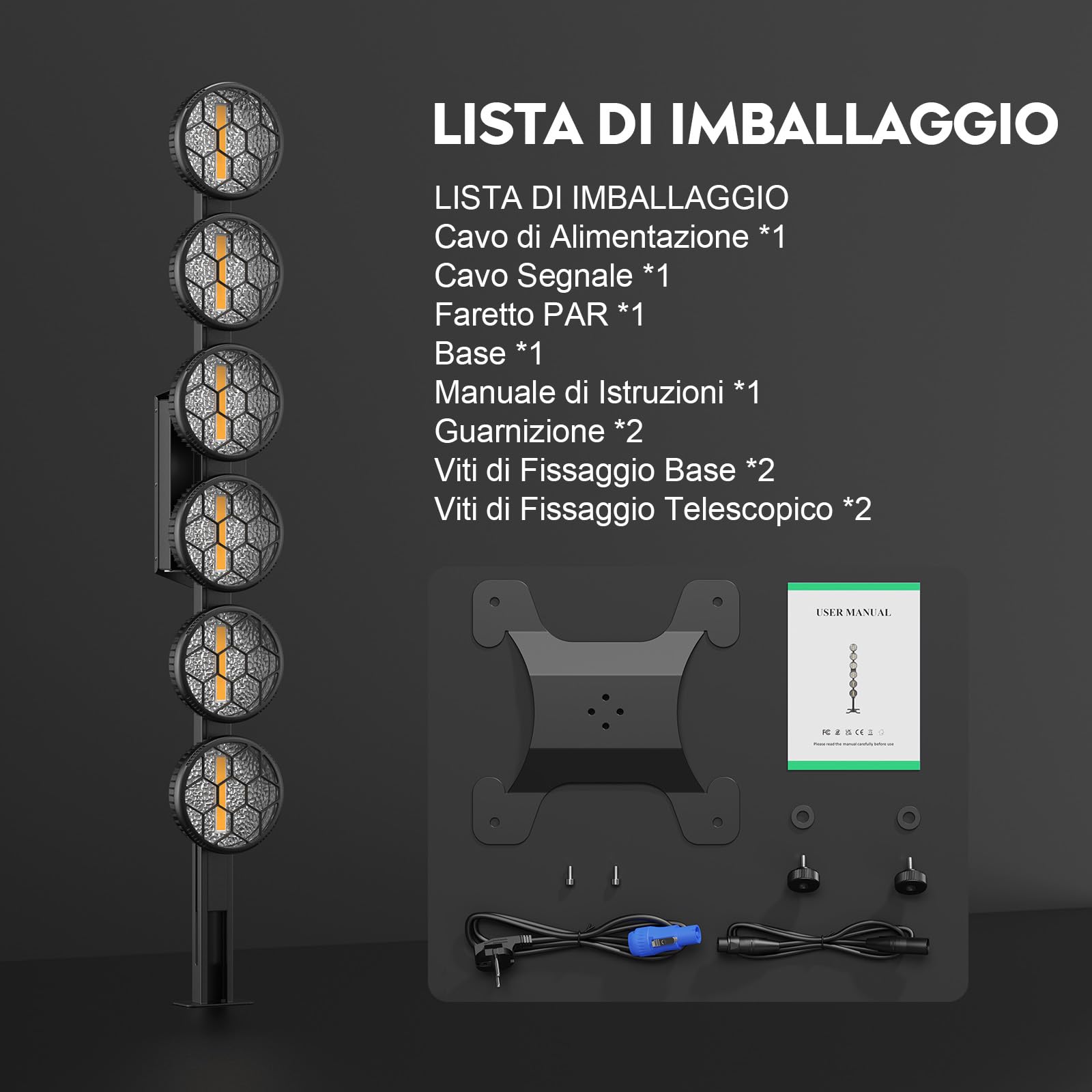 4PCS Faretto Par LED RGB da 300W, Luce da Palco COB Lineare Vintage, Luci DJ con DMX512, Faretto per Feste, Concerti, Matrimoni, Bar