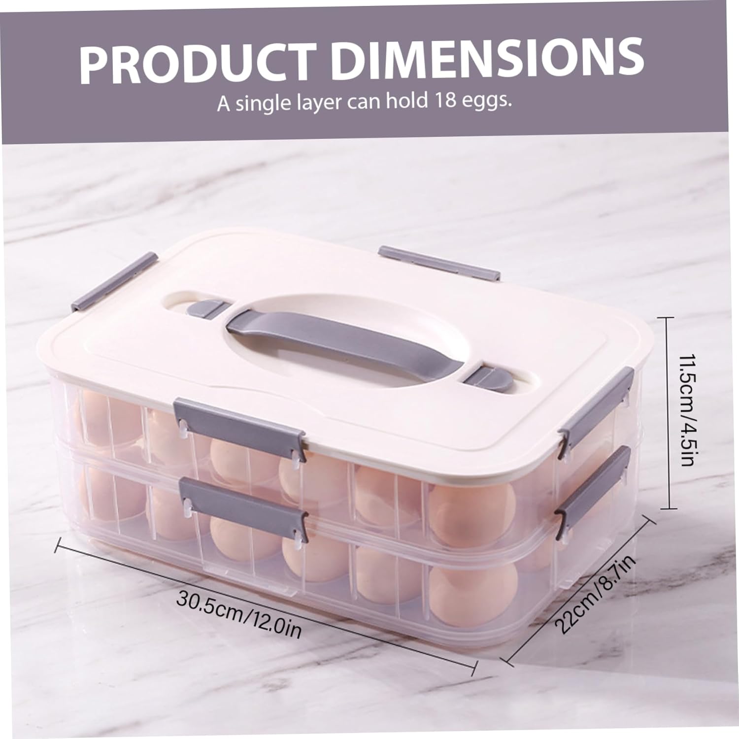 Container Sets, Deviled Egg Carrier 2-Layer Plastic Clear Deviled Egg Tray with Lid & Handle & Buckle Thickened 36 Holder for Fridge, Travel, Party