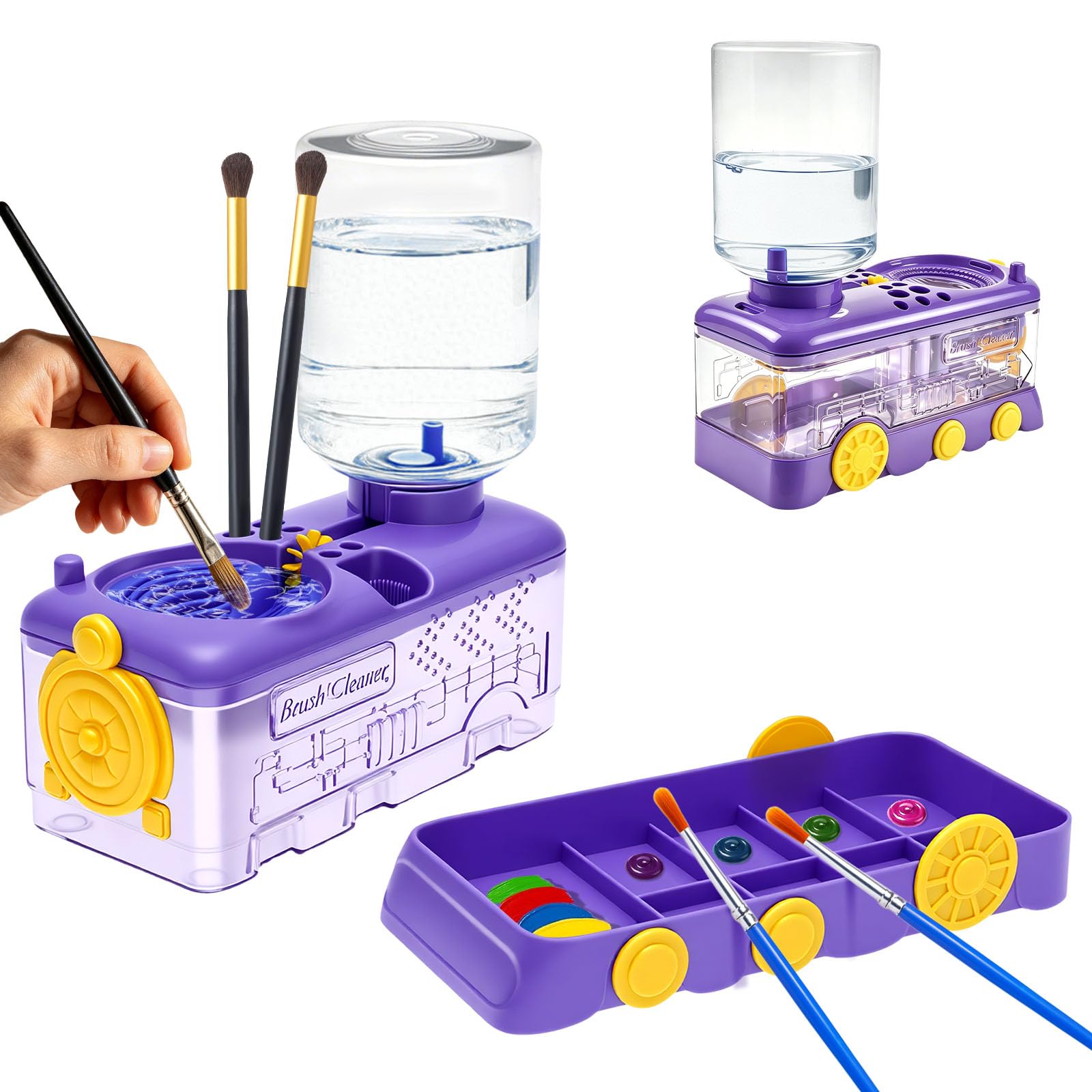 Paint Brush Rinser, Multifunctional Paint Brush Cleaner Art Supplies, Painting Water Dispenser Water Cycle Rinser, Tool for Acrylic, Watercolor, and Water-Based Paints (Upgraded purple)