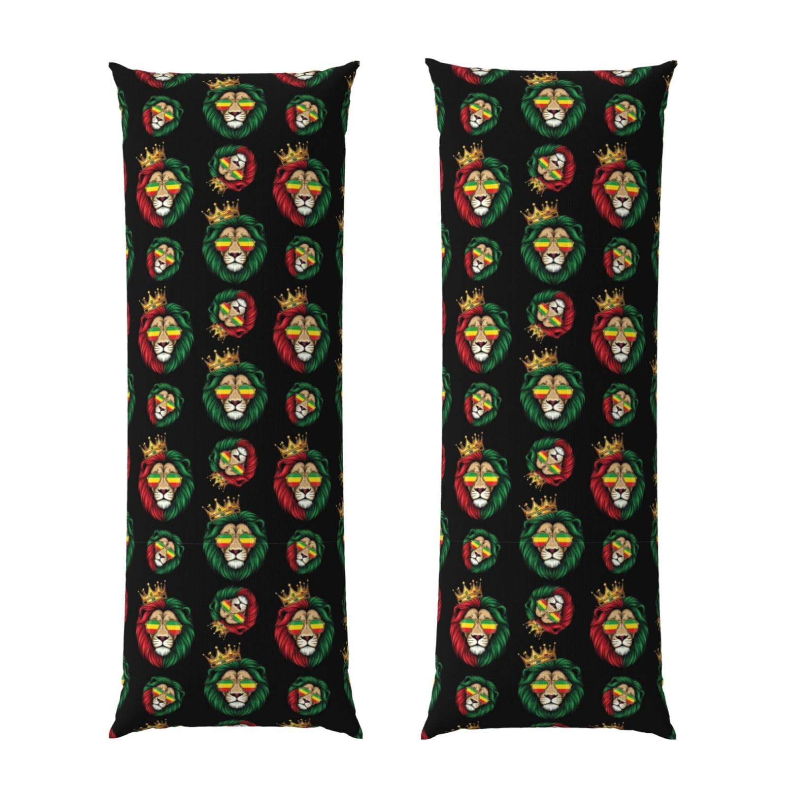 Long Pillowcase 20x54, Reggae King Rasta Flag Lion Black, Soft Velvet Pillow Cover with Hidden Zipper, Plush Cushion Protector for Bedroom Sofa Couch Sleeping