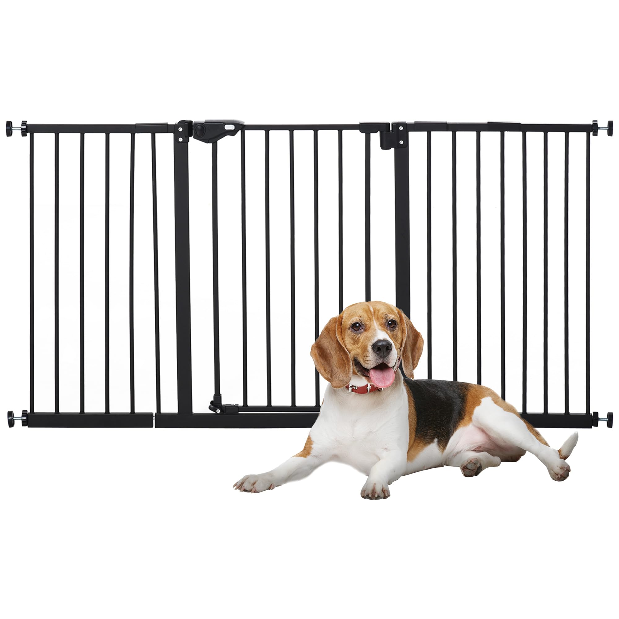 PawHut Türschutzgitter Hunde, Absperrgitter, Treppenschutzgitter für Haustier, Hundegitter, Schutzgitter ohne Bohren, Metall, Kunststoff