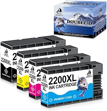 DOUBLE D PGI-2200XL PGI 2200 XL Pigment Ink Cartridges Compatible Replacement for Canon PGI-2200 PGI 2200XL for Maxify MB5320 MB5420 MB5120 MB5020 iB4020 iB4120 1BK, 1C, 1M, 1Y 4 Pack