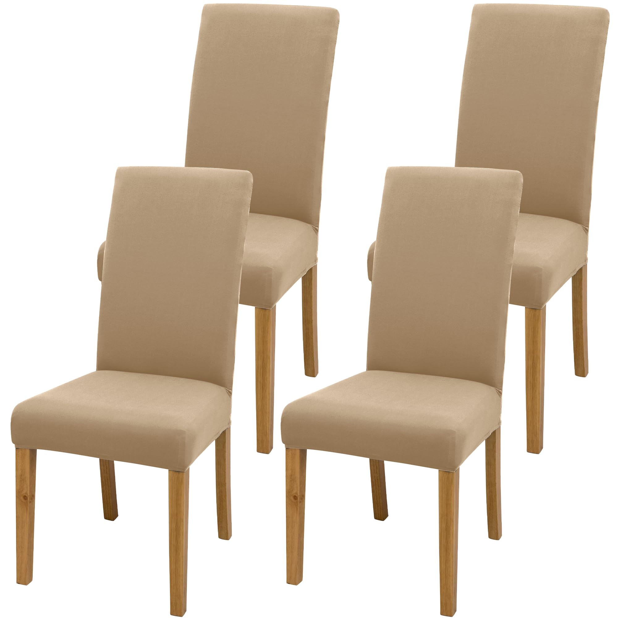 DREAHOTEXTIL coprisedia con schienale、coprisedia elasticizzati、coprisedie antigraffio gatto、copri sedia da ufficio (set da 2/4/6 pezzi con schienale) per salotti, cucine, feste e hotel. (4, khaki)