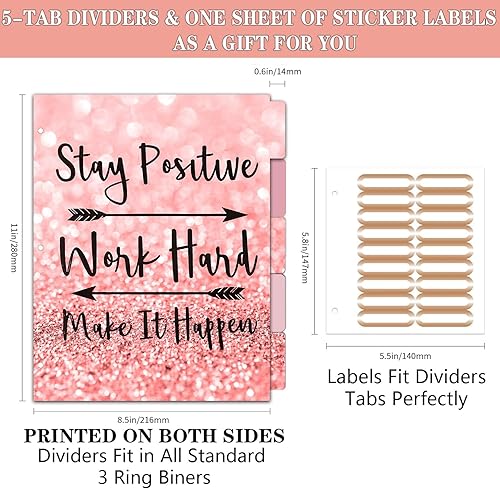 Miniatura 6 de Lateefah Carpeta de 3 anillas carpeta de anillos redondos de 1 pulgada con 5 separadores de pestañas bonitas carpetas de portapapapeles con 2