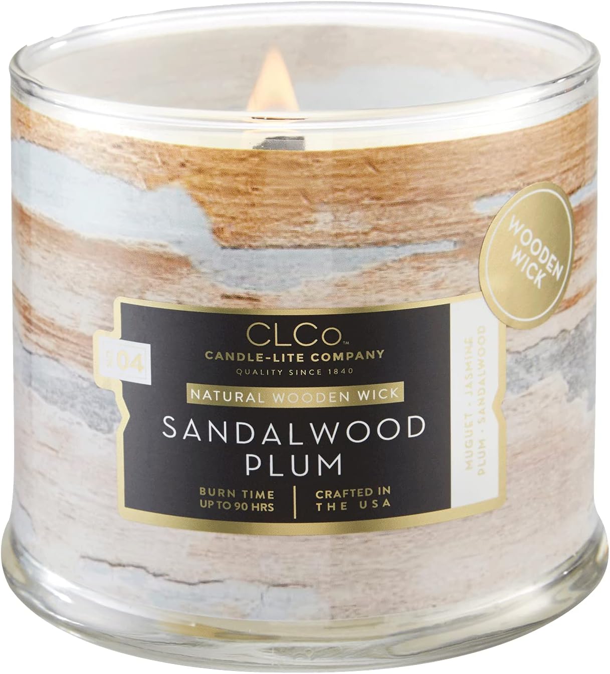 CLCo by Candlelite Wood Wick Scented Candles, Sandalwood Plum Fragrance, One 14 oz