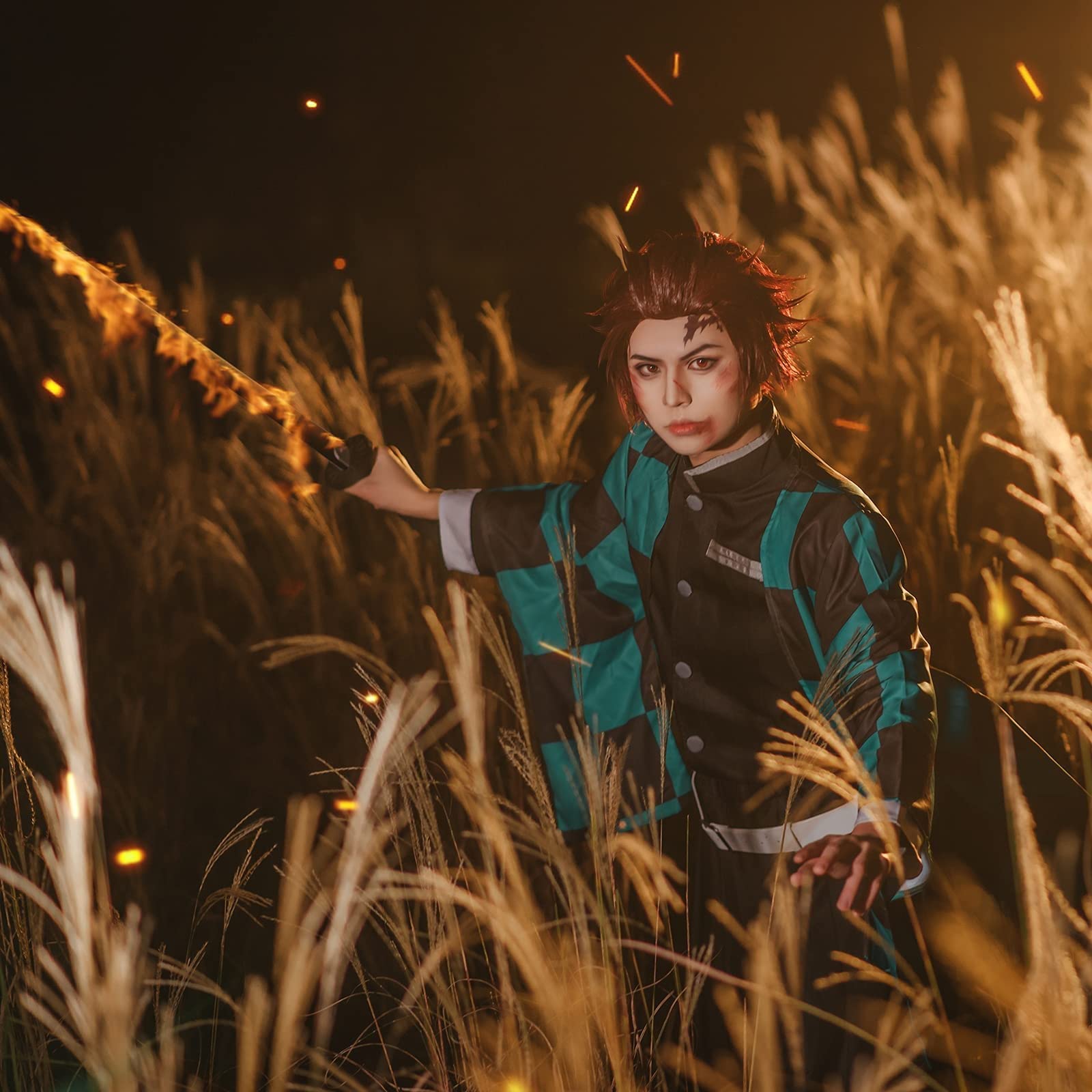 Fiamll Tanjirou Zenitsu Giyuu - Costume cosplay per anime giapponese, kimono demon cosplay