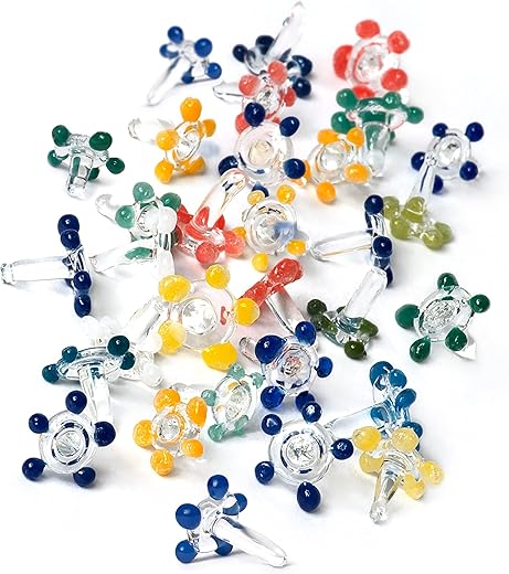 Daisy Style Hand-Blown Flower Glass Beads, Decorative Gems - Thicker and Consistently Sized (1/4" to 3/8" inches) Assorted Colors (30 Pack)