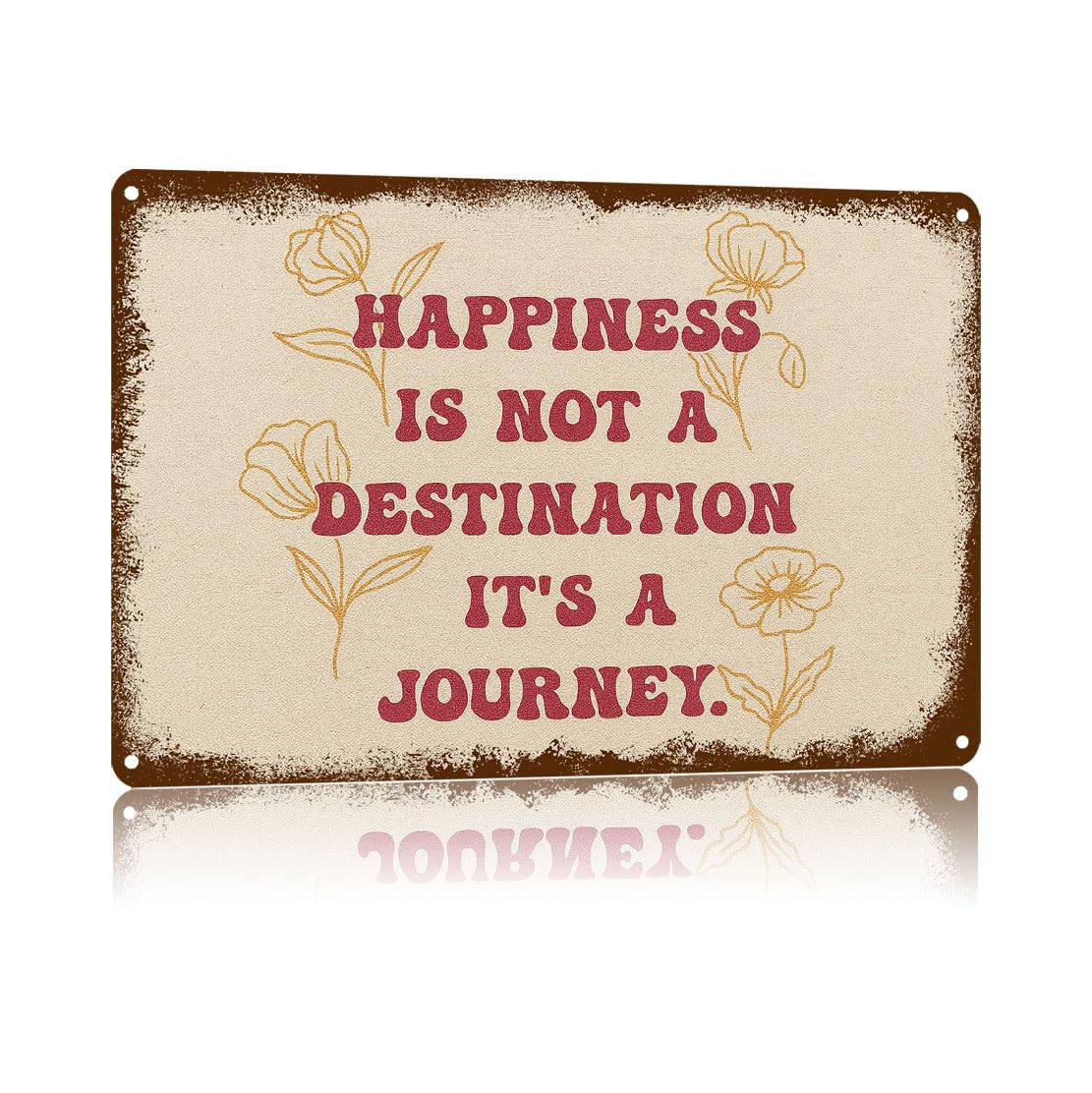 Vintage Metal Sign Happiness Is Not A Destination It'S A Journey,Text Art Poster Home Wall Decor, Suitable For Walls, Doors, And Fences，Aluminum Printed Plaque 8×12Inch