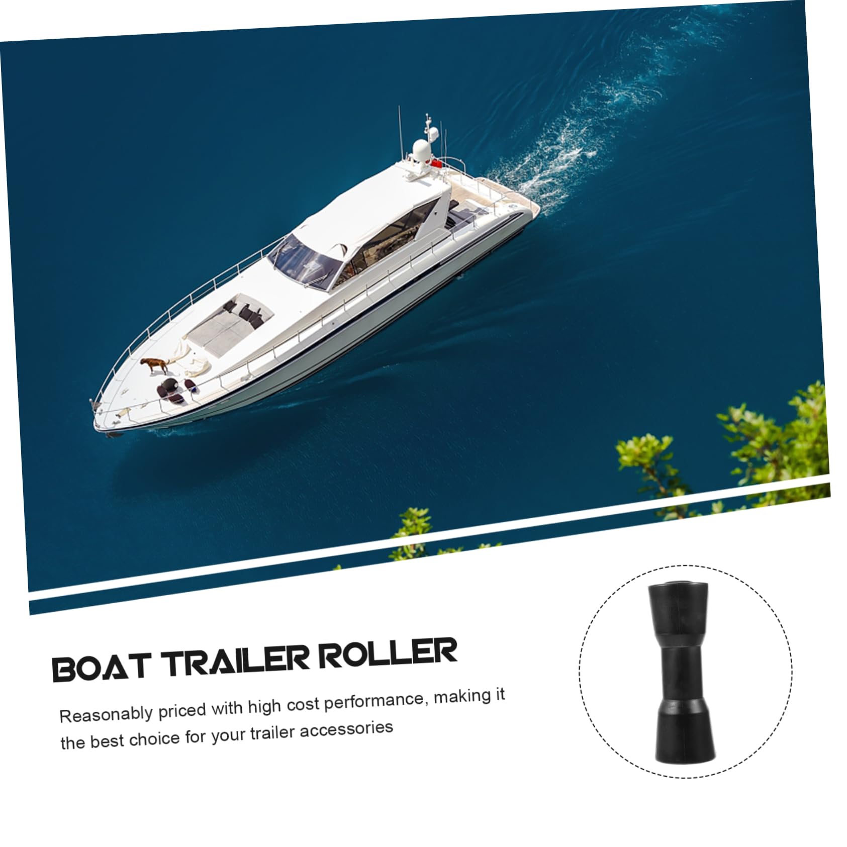 Sosoport Rullo in PVC per Carrello Barca Nero Accessori Completi, Resistente all'Usura e Facile da Installare, per Carrello Moto d'Acqua e Yacht