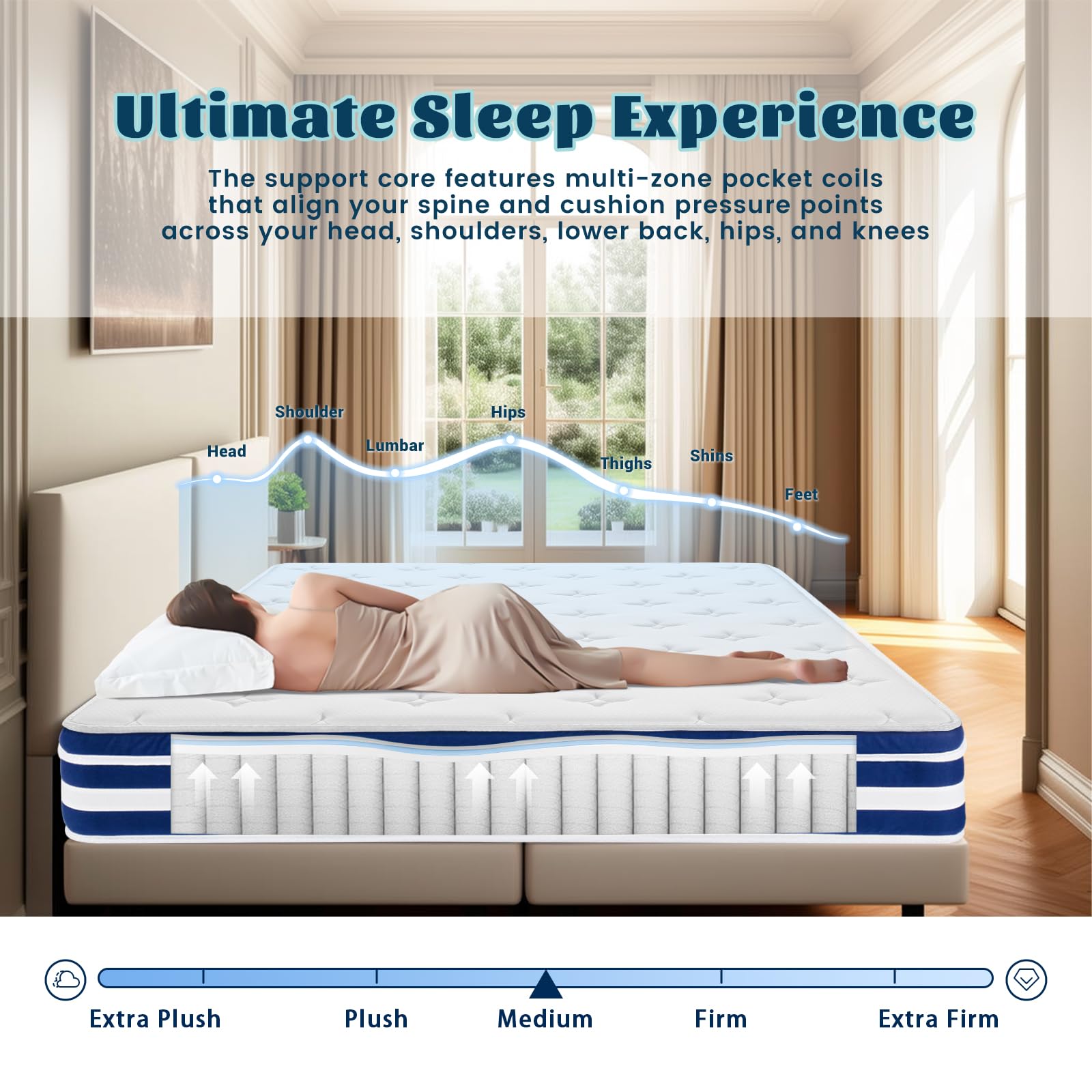 Full Mattress, 12 Inch Hybrid Full Size Mattress in a Box with Gel Memory Foam and Pocket Springs, Medium Firm Mattresses for Pressure Relief & Motion Isolation & Edge Support, Non-Fiberglass