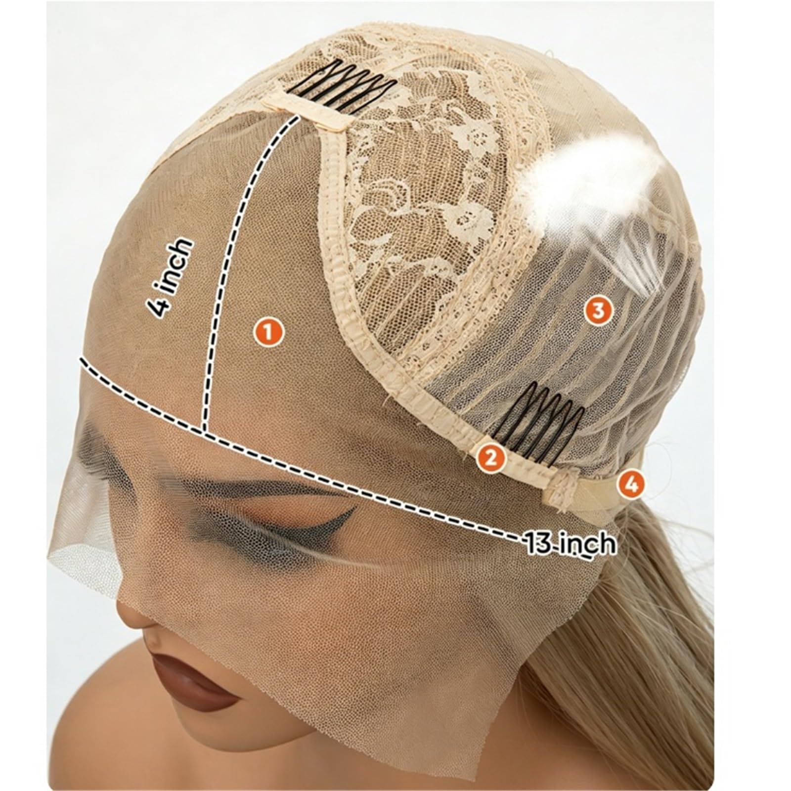 Parrucca Capelli Lisci di Media Lunghezza, Copricapo Completo in Colore Misto Oro Chiaro, Parrucca da Donna