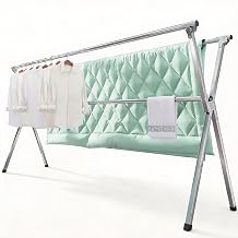 Clothes Drying Racks Outdoor, Updated Version,Stainless Steel Laundry Drying Rack for Indoor Outdoor and The Balcony,Length Adjustable Saves Space,with Windproof Hooks