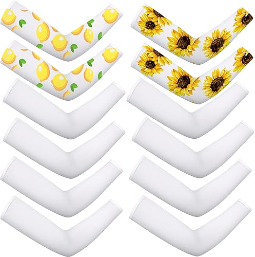 Geyoga 6 pares de mangas de brazo de sublimación, protección solar UV, mangas de enfriamiento en blanco para deportes, fútbol, baloncesto, mujeres,