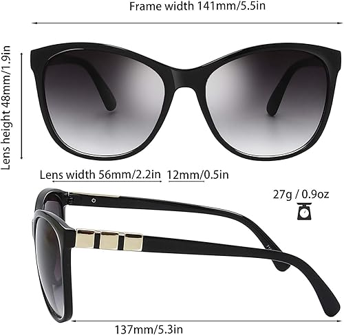 Miniatura 3 de The Fresh Gafas de sol de moda cuadradas oversized Jackie O Cat Eye híbridas mariposa para mujeres - Empaque exquisito