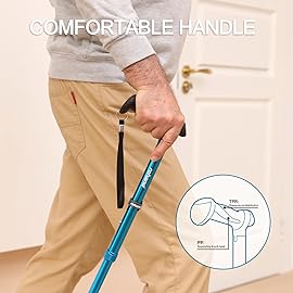 REHAND Walking Cane for Men & Women - Foldable, Adjustable, Lightweight, Self Standing Pivot Walking Cane, Soft Handle Grip, with Travel Bag, Walking Sticks for Seniors & Adults (Pink)