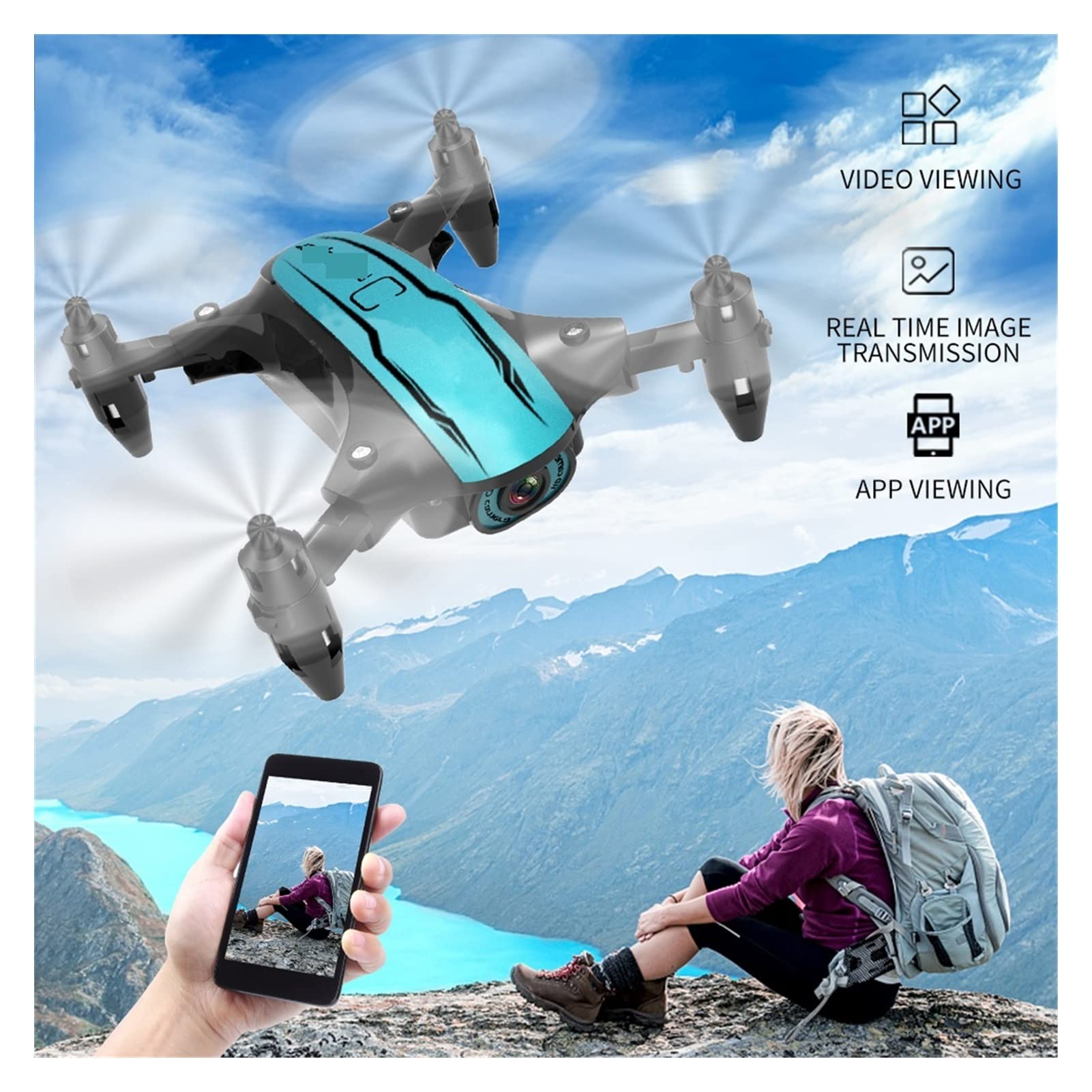 Składany dron Quadcopter RC Mini Drone Kamera 4K HD Fotografia lotnicza WiFi FPV Wysokość Trzymaj Składane fajne zabawki Quadcopter (Kolor : 4K-3B-Rozmiar torby : 1) (4K)
