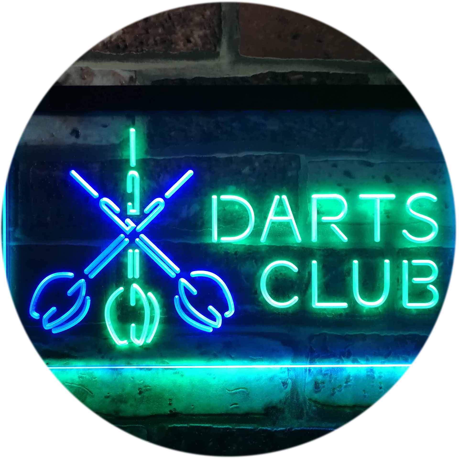 ADVPRO Dart Clubs Bar Pub VIP Open Dual Color LED Neon Sign Green & Blue 600 x 400mm st6s64-i3185-gb — image 1