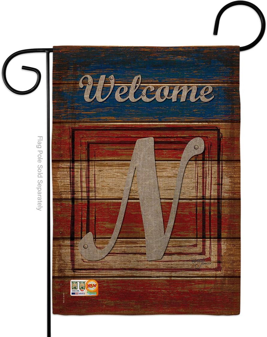 Star and Stripes Patriotic N Initial Garden Flag Monogram Patriotism Independence Memorial United State American Small Decorative Gift Yard House Banner Double-Sided Made In USA 13 X 18.5