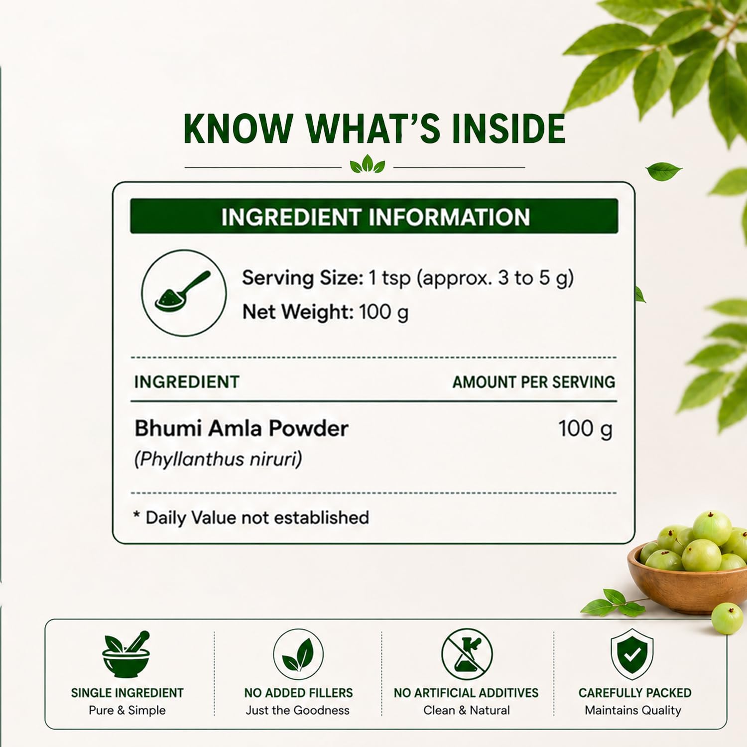 Vedikroots Bhumi Amla Powder/Churn - Organic And Pure Ingredient Extract For Healthy Liver Functioning And Digestive Strength Enriched With Essential Nutrients