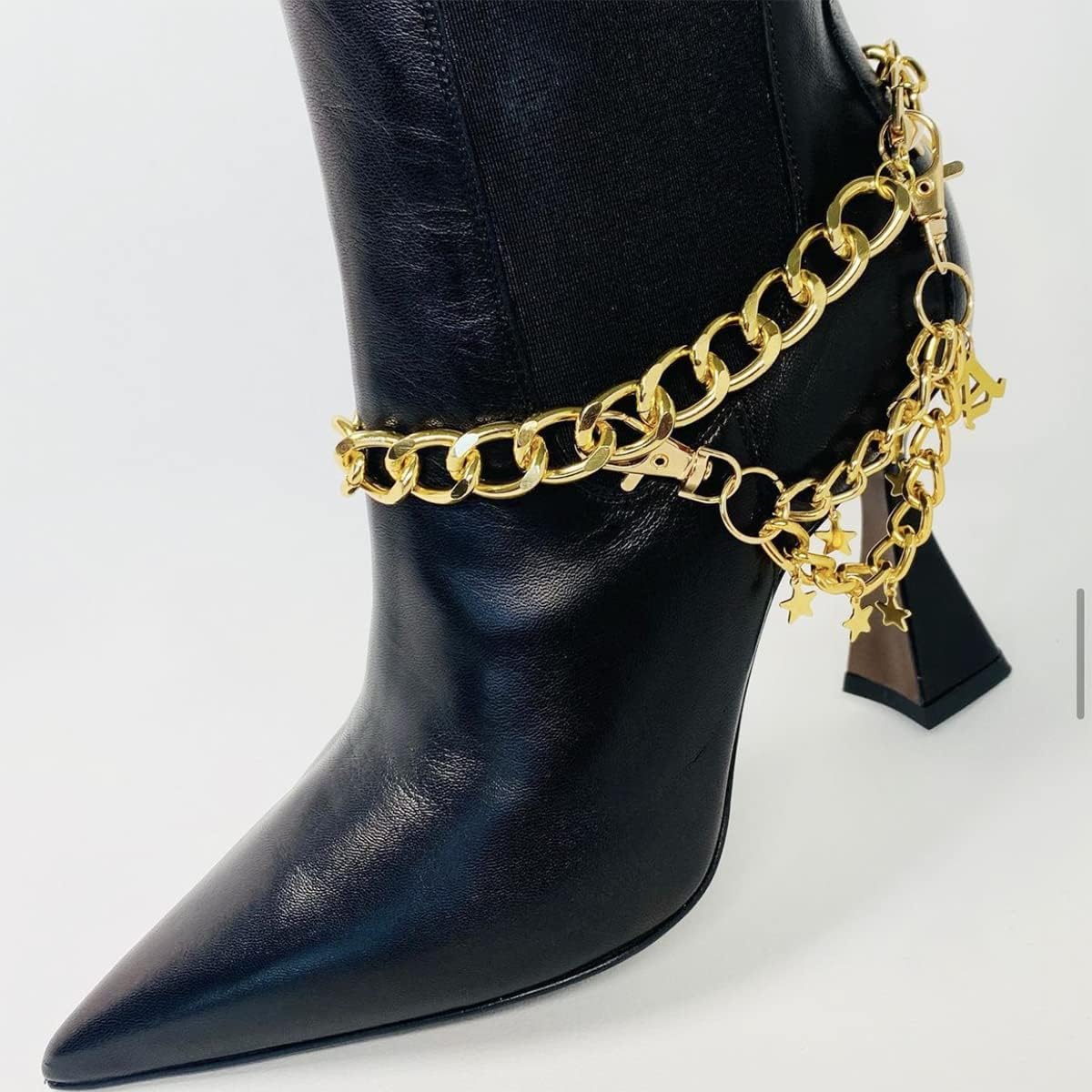 Shoelaces Chains Charm Shoe Decorations Hanging Clips Chain DIY Decorative Shoe Chainfor Sneakers Casual Shoe Chains Jewelry Anklets Lifetime Warranty (Gold Pentagram Style)