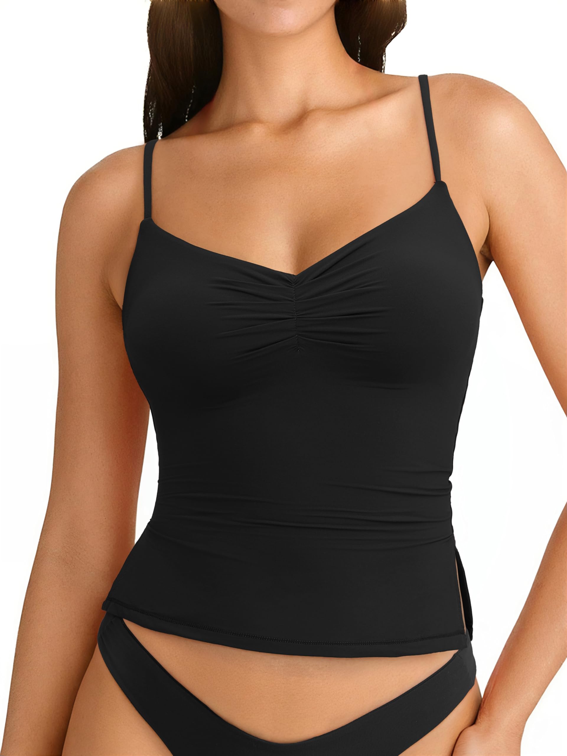 Women Double Lined Basic Tank Top Summer Padded Going Out Tops Sleeveless Camisole Shirts