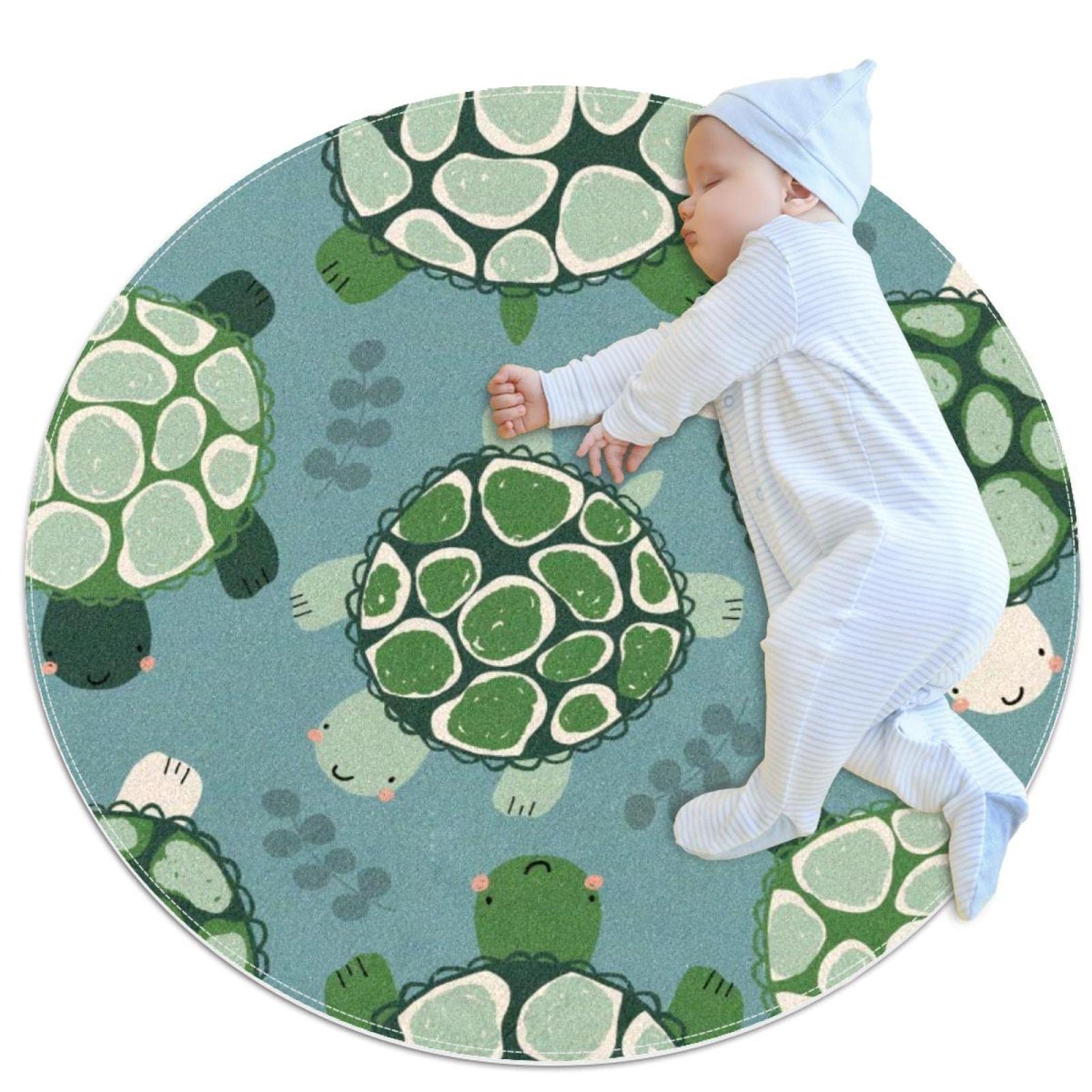 Tapis de jeu pour enfants rond JDEZ aux motifs animaux 80x80cm