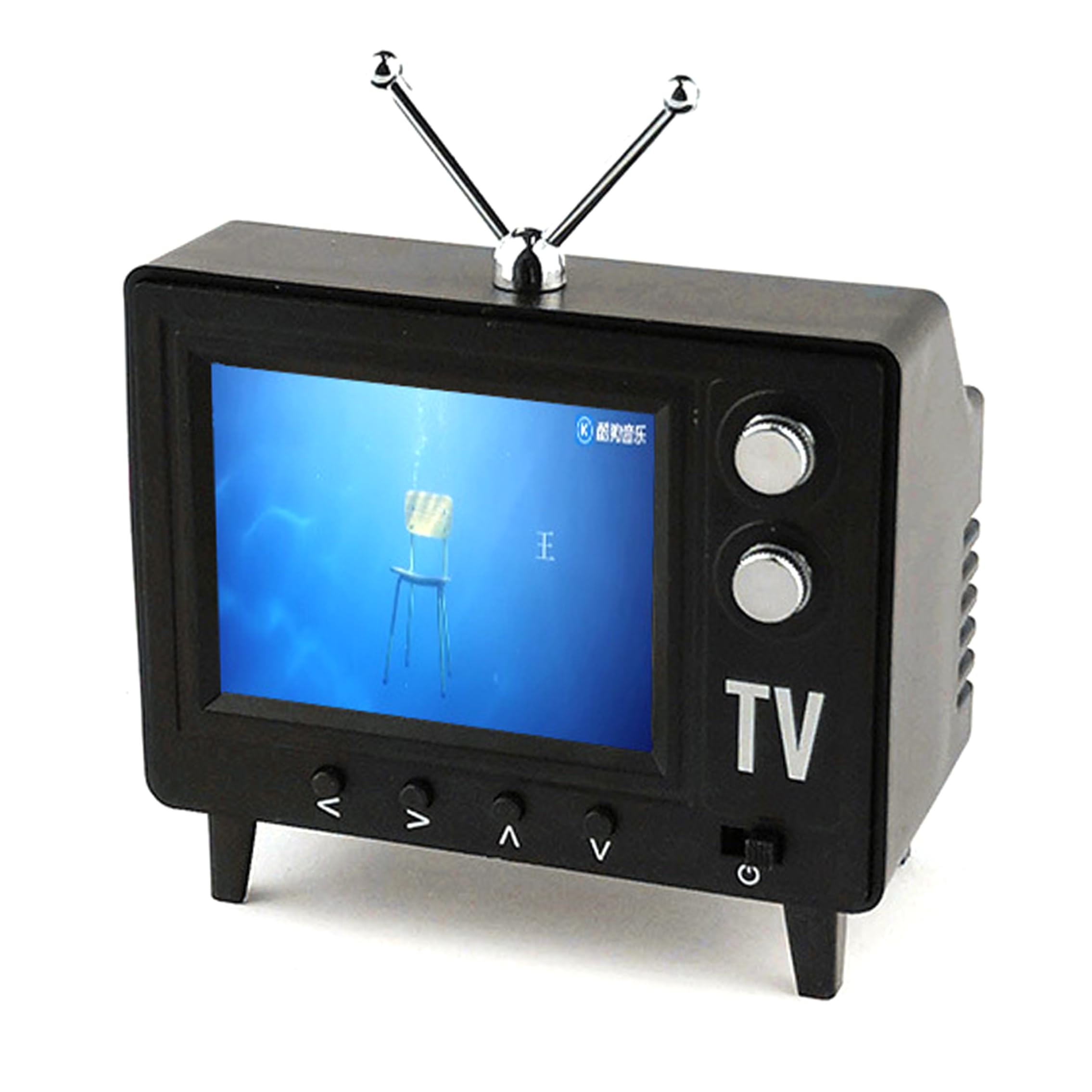 Mini TV retrò, piccola TV portatile vintage con display IPS HD, memoria da 8 GB e ricarica di tipo C per decorazioni in miniatura e per casa ufficio, nero