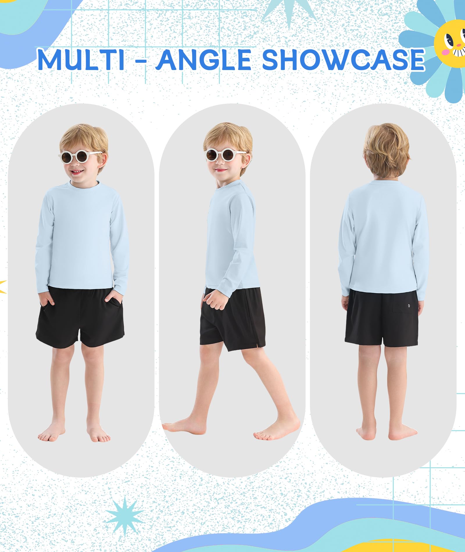American Trends Protector de erupción para niños: protección solar UPF 50+ para deportes al aire libre, camisas de sol de manga larga 2-9T