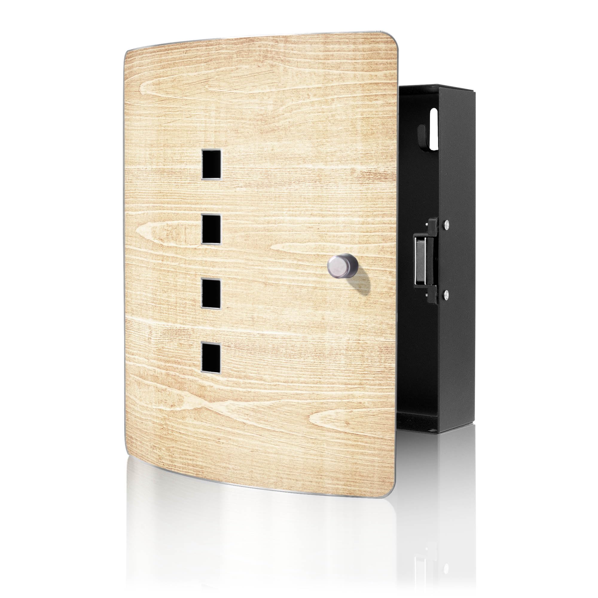 banjado Design Schlüsselkasten aus Edelstahl für 10 Schlüssel - Schlüsselschrank zur Schlüssel Aufbewahrung 24 x 21,5 x 7cm groß mit praktischem Magnetverschluss - Motiv Bretter