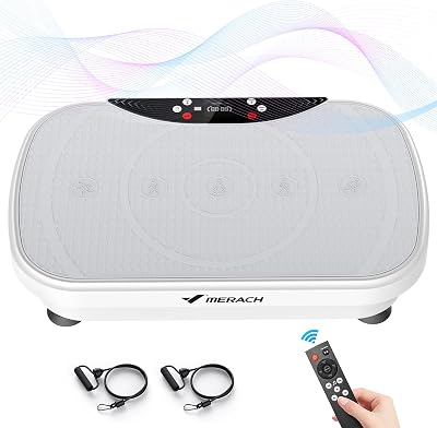 MERACH Vibration Plate Exercise Machine, Vibration Plate for Lymphatic Drainage Weight Loss, Vibrating Plate Exercise Machine with Bluetooth and LED Display, Workout Equipment for Women Men Home