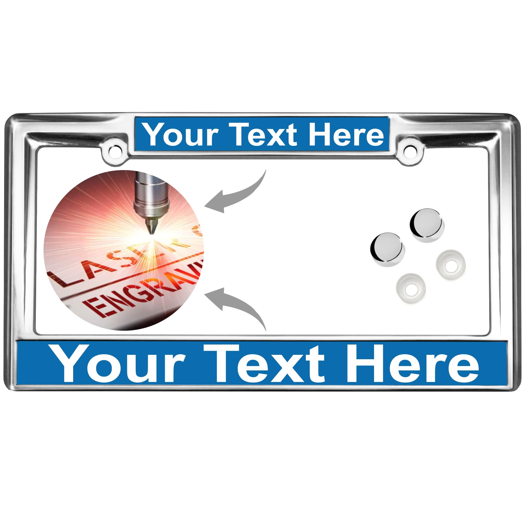 Custom Personalized Heavy Duty Chrome Metal Car License Plate Frame with Free c - Picture 13 of 132