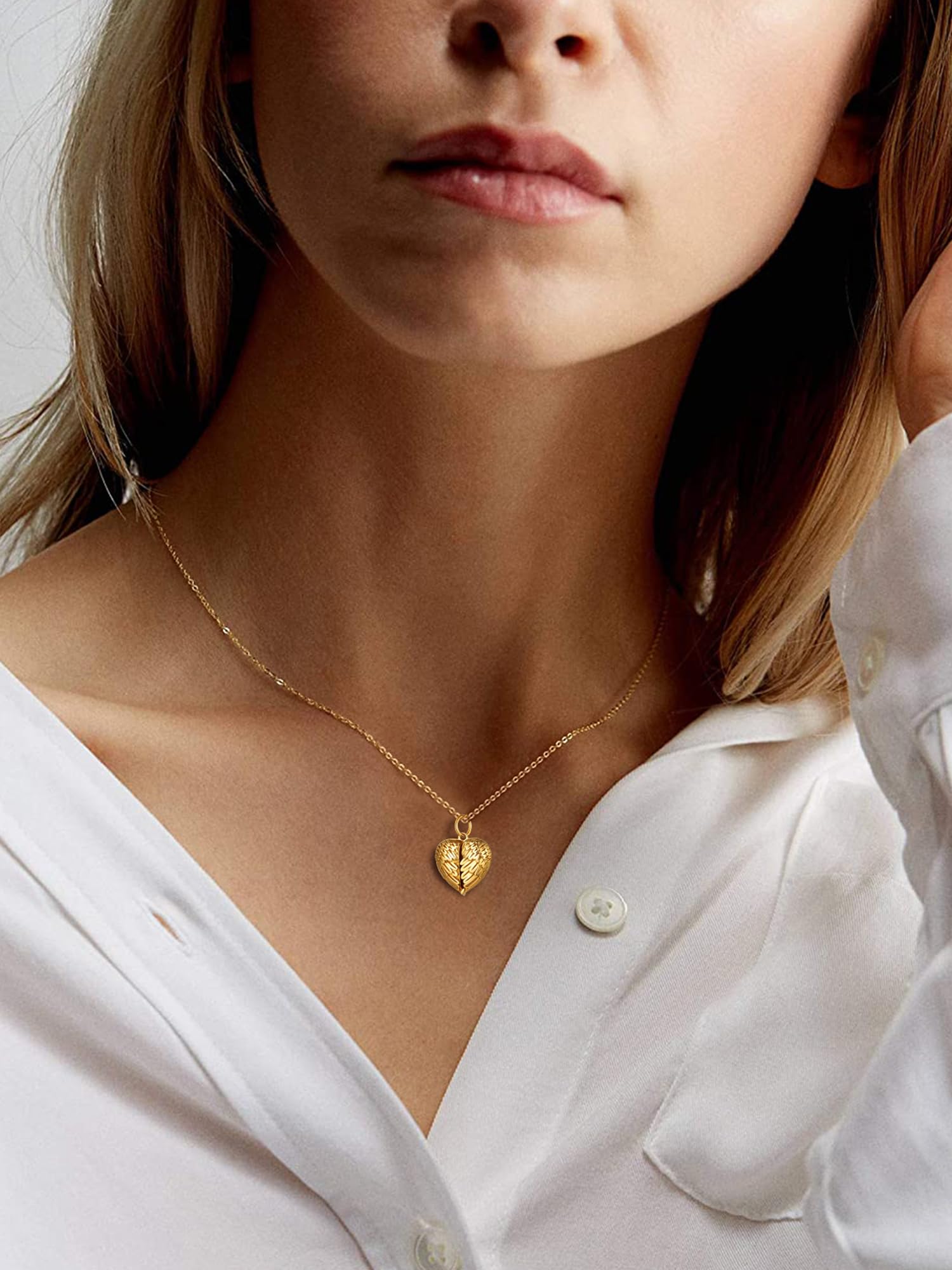 ChicSilver Collana Personalizzata Argento 925 con Foto Incisione, Ciondolo Portafoto Personalizzato Argento Oro Rosa Lunga 40/45/55+5cm, Collana Cuore Ciondolo Personalizzato, Idee Regalo